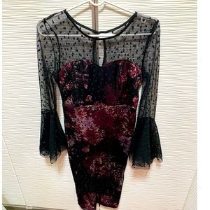 Venus floral lace dress with bell sleeves